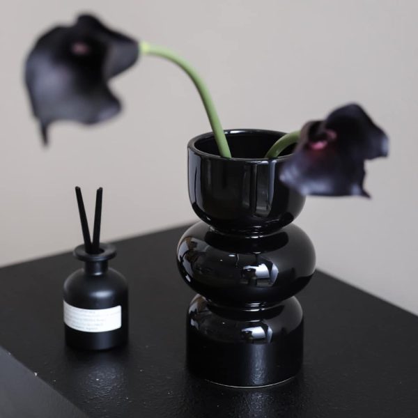 black hydroponic flower arranger glass-04