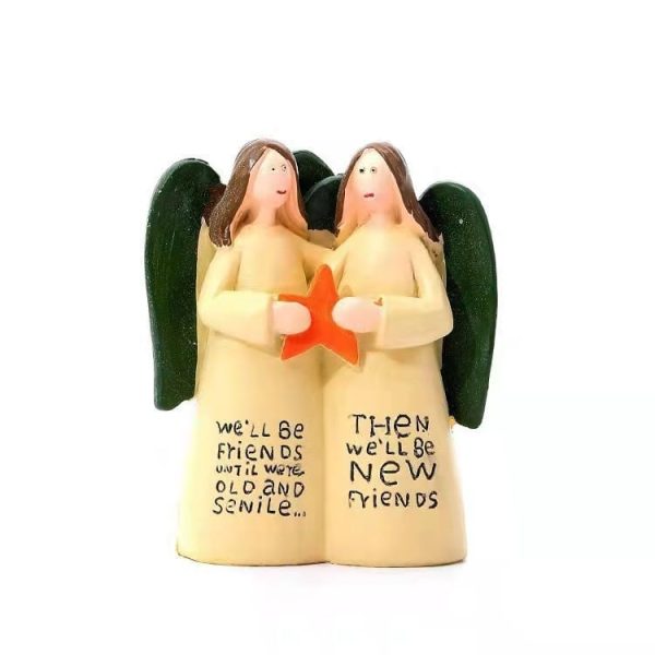 Double holding love angel ornament