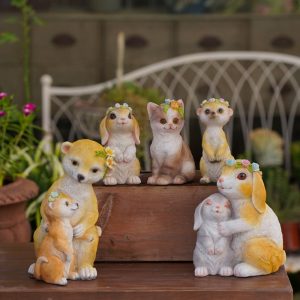 Cat Rabbit Resin Statue Ornament-01