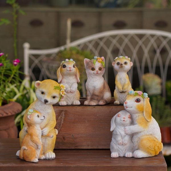 Cat Rabbit Resin Statue Ornament-01