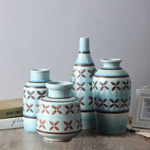Orchid Crack Glaze Stamped Antique Vase-01
