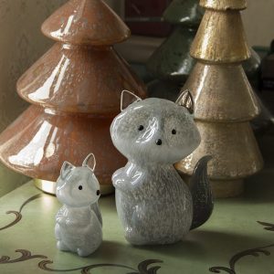 Handmade Glazed Gray Fox Glass Ornaments-01