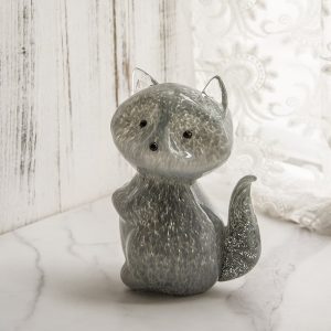 Handmade Glazed Gray Fox Glass Ornaments-06