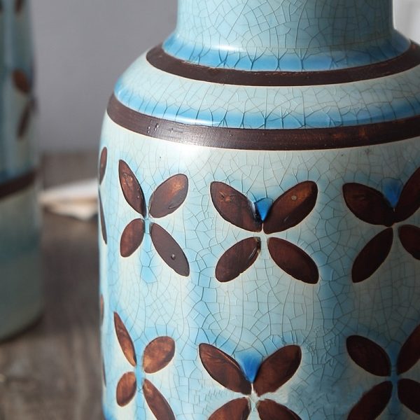 Orchid Crack Glaze Stamped Antique Vase-04