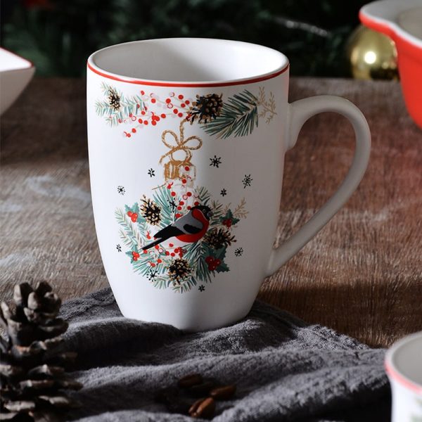 Christmas Tree Red Bird Ceramic Coffee Cup-03