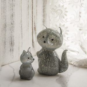 Handmade Glazed Gray Fox Glass Ornaments-07