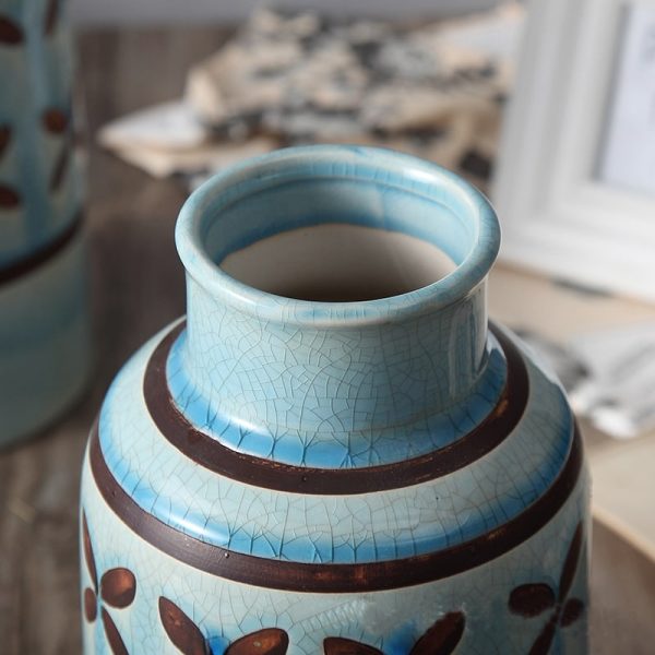 Orchid Crack Glaze Stamped Antique Vase-05