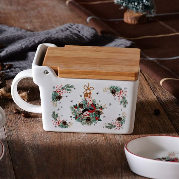 Christmas Tree Red Bird Ceramic Coffee Cup-04