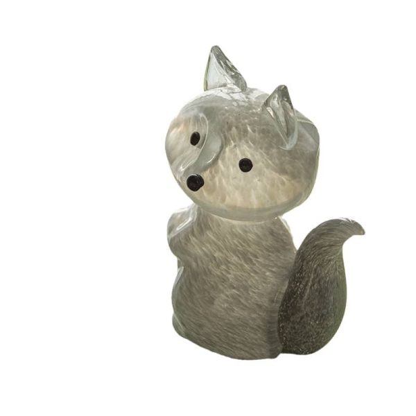 Handmade Glazed Gray Fox Glass Ornaments-09