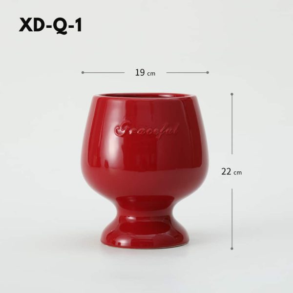 Red Wine Glass Ceramic Flower Pot-07
