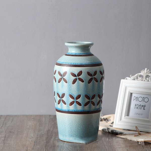 Orchid Crack Glaze Stamped Antique Vase-06