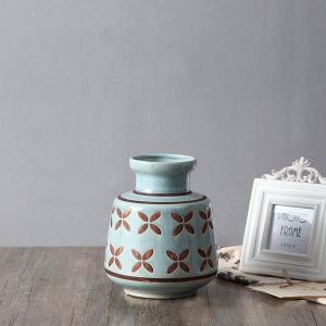Orchid Crack Glaze Stamped Antique Vase-07