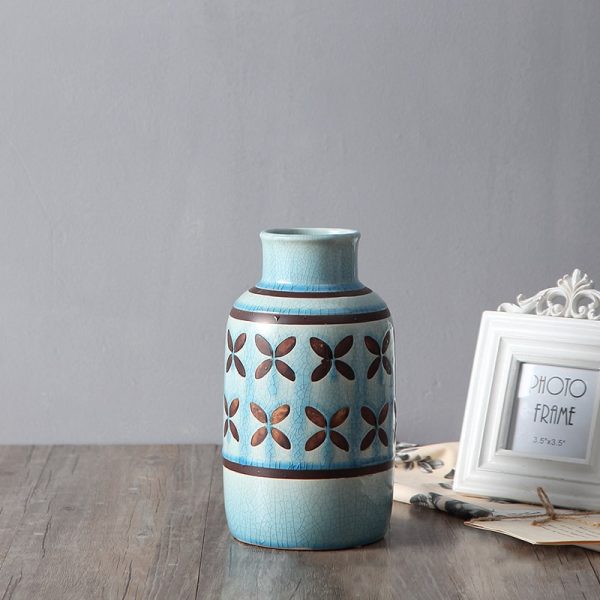 Orchid Crack Glaze Stamped Antique Vase-08