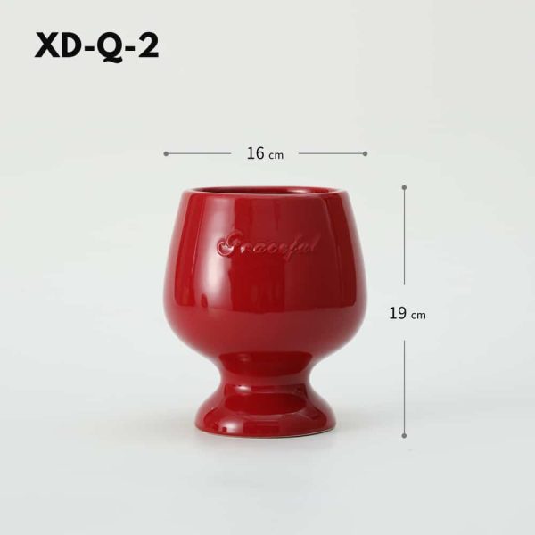 Red Wine Glass Ceramic Flower Pot-10