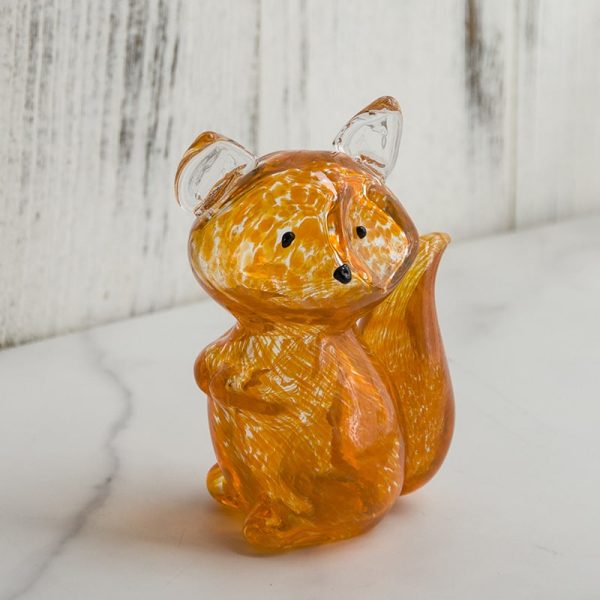 Handmade Glazed Gray Fox Glass Ornaments-03