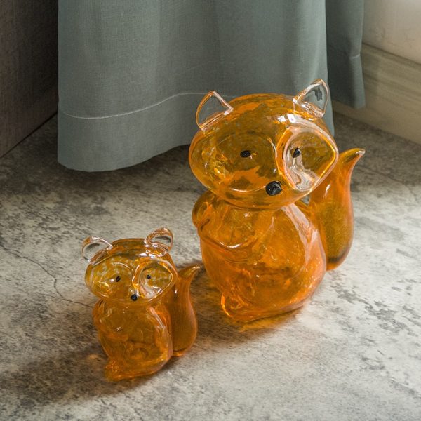 Handmade Glazed Gray Fox Glass Ornaments-04